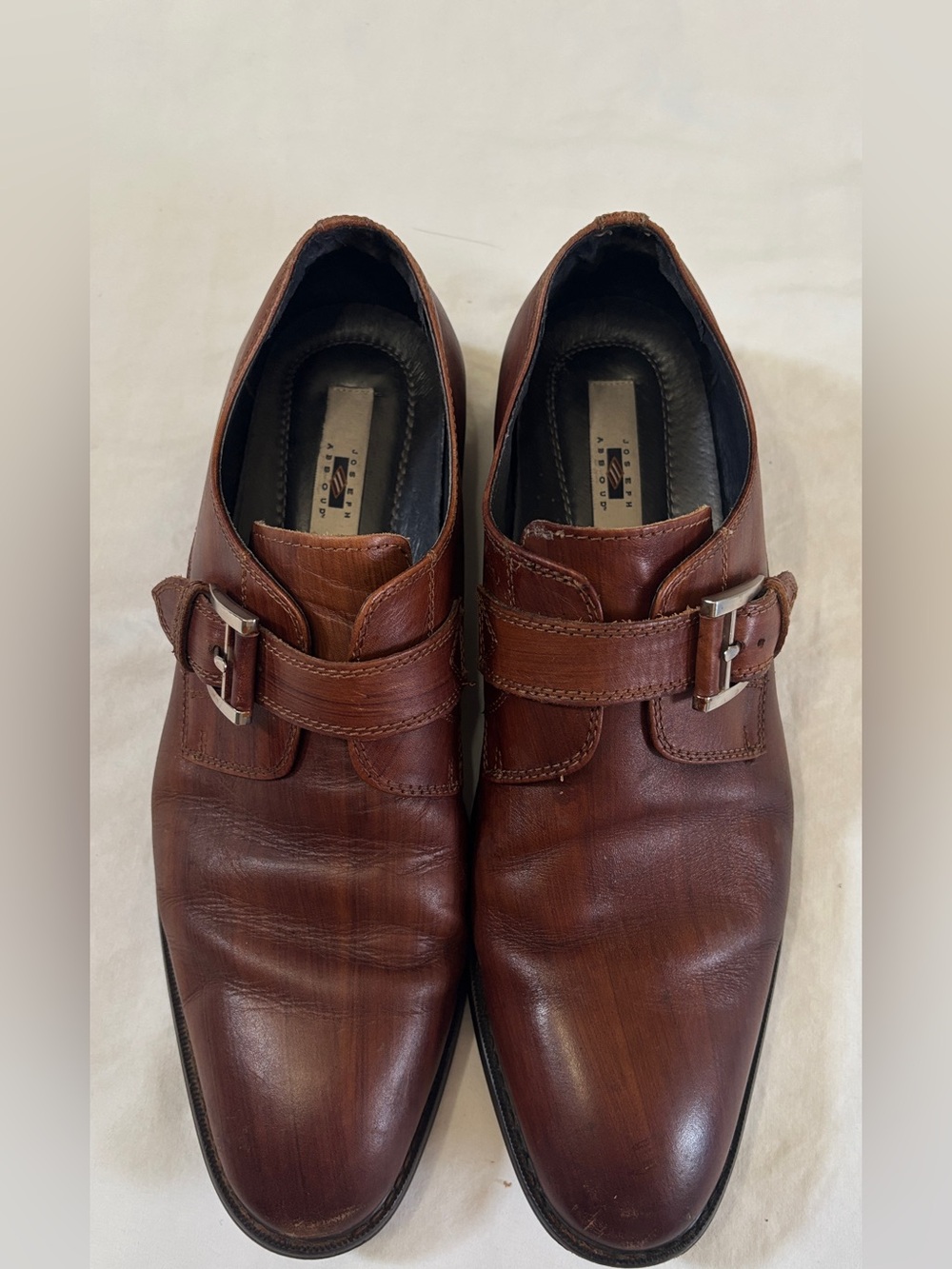 Joseph Abboud Men’s Monk Strap Leather Dress Shoes Brown Size 11 D
